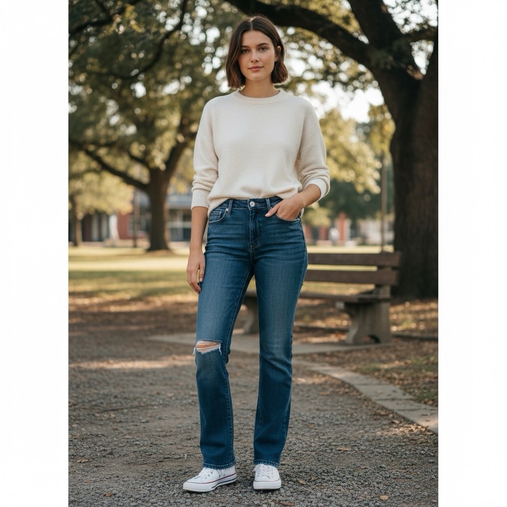 New Hudson Jeans Blair High Rise Bootcut Crop Distressed Madison Wash Size 24/00